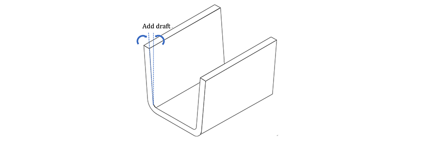 Draft added for die casting