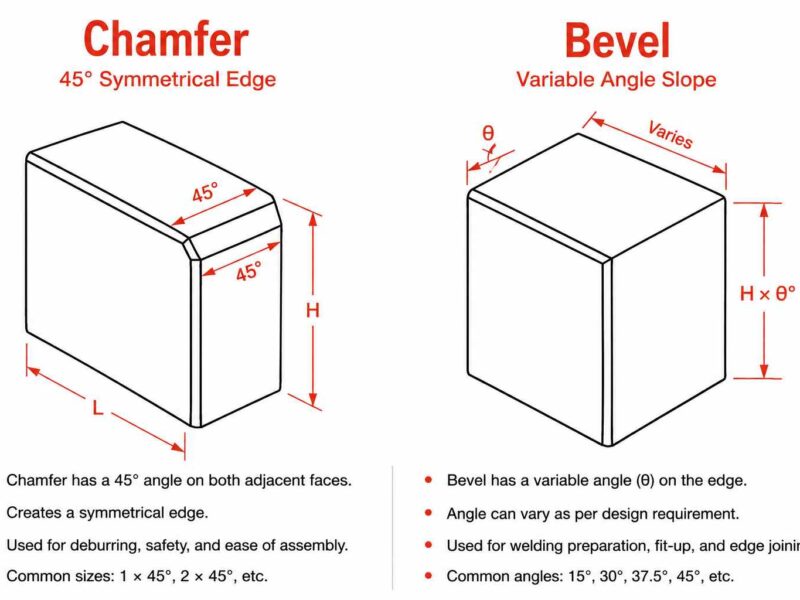 Chamfer vs Bevel in CNC Machining: Differences, Applications, and How to Choose